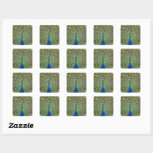 Peacock met haar veren vierkante sticker (Vel)