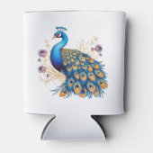 Peacock met paarse bloemen blikjeskoeler (Voorkant)