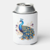 Peacock met paarse bloemen blikjeskoeler (Blikje Achterkant)