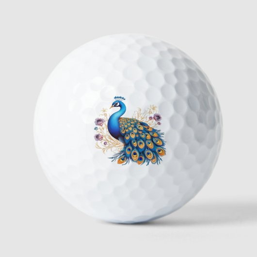 Peacock met paarse bloemen golfballen (Voorkant)