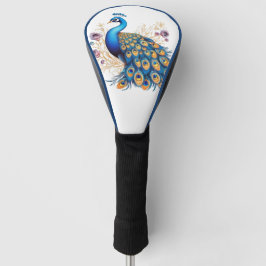 Peacock met paarse bloemen golfheadcover