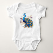 Peacock met paarse bloemen romper (Voorkant)
