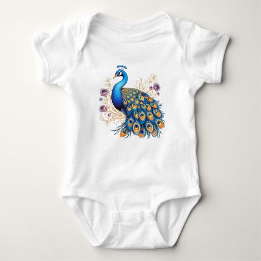 Peacock met paarse bloemen romper (Voorkant)