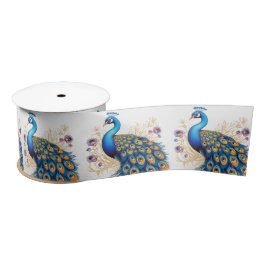 Peacock met paarse bloemen satijnen lint