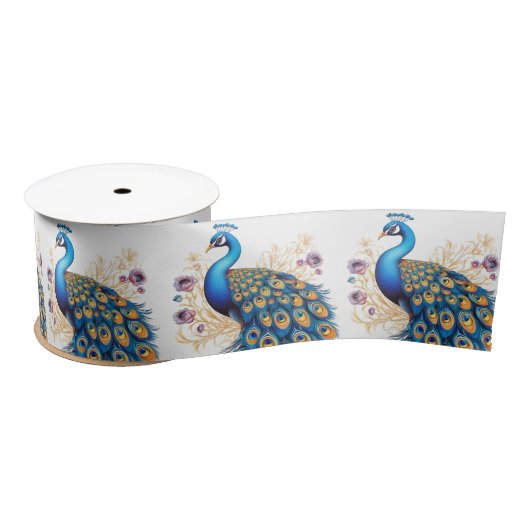 Peacock met paarse bloemen satijnen lint (Spoel)
