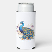 Peacock met paarse bloemen seltzer blikjeskoeler (Seltzer Achterkant)