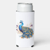 Peacock met paarse bloemen seltzer blikjeskoeler (Seltzer Voorkant)