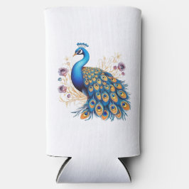 Peacock met paarse bloemen seltzer blikjeskoeler