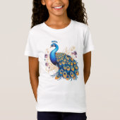 Peacock met paarse bloemen t-shirt (Voorkant)