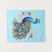 Peacock met paarse bloemen wandkleed (Voorkant (horizontaal))