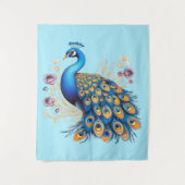 Peacock met paarse bloemen wandkleed (Voorkant)