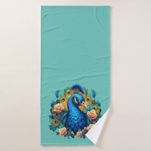 Peacock met perzik Rozen Badhanddoek (Badhanddoek)