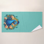 Peacock met perzik Rozen Badhanddoek (Badhanddoek)