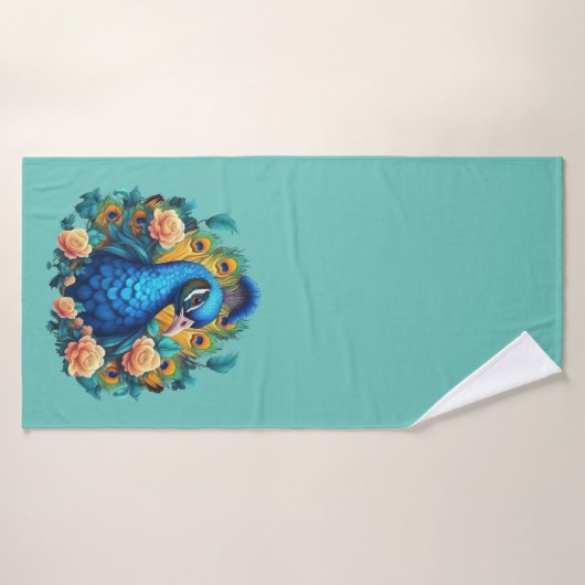 Peacock met perzik Rozen Badhanddoek (Badhanddoek)