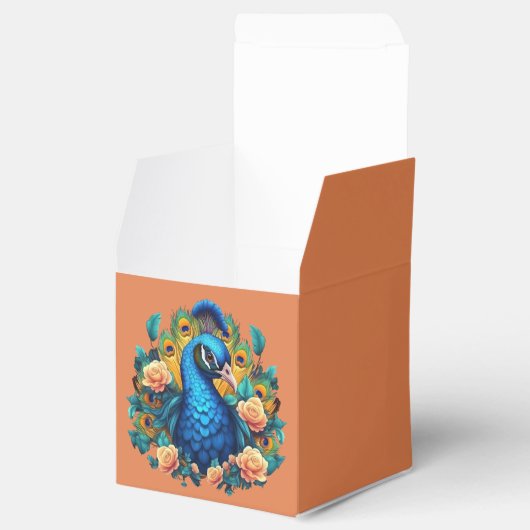 Peacock met perzik Rozen Bedankdoosjes (Geopend)