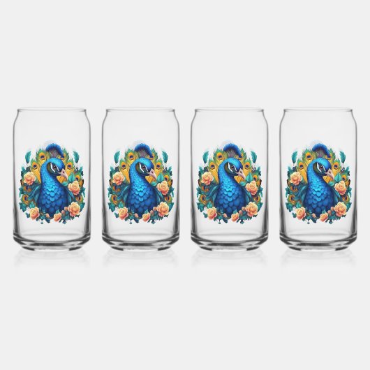 Peacock met perzik Rozen Blikvorm Glas (Achterkant)