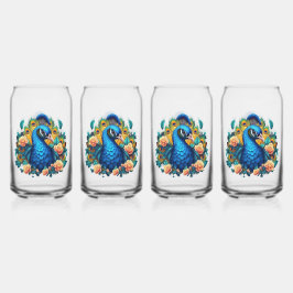 Peacock met perzik Rozen Blikvorm Glas