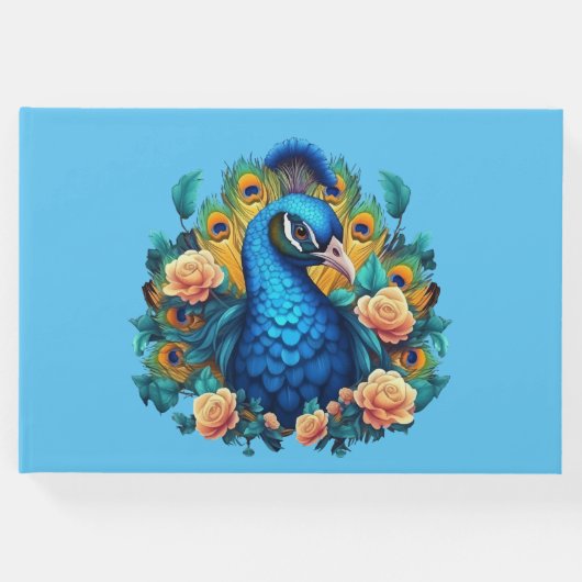 Peacock met perzik Rozen Gastenboek (Voorkant)