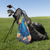 Peacock met perzik Rozen Golfhanddoek (Groen)
