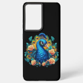 Peacock met perzik Rozen Samsung Galaxy Hoesje (Achterkant)
