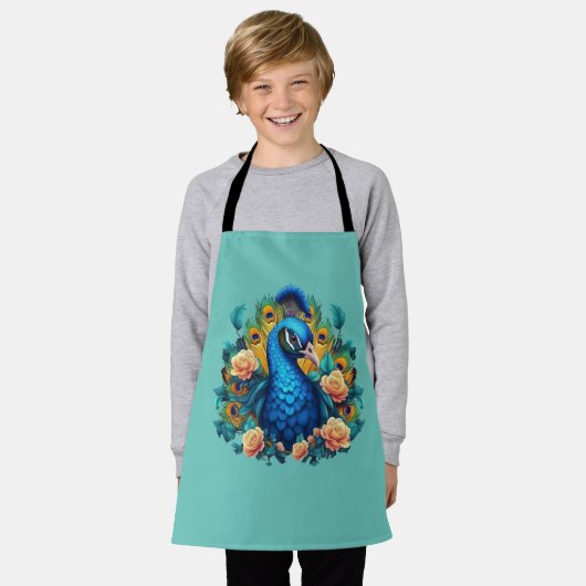 Peacock met perzik Rozen Schort (Gedragen)