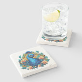 Peacock met perzik Rozen Stenen Onderzetter (Zijkant)