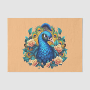 Peacock met perzik Rozen Tissuepapier