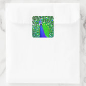 Peacock met ventilatorstaart vierkante sticker (Tas)