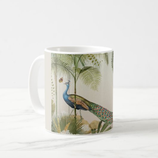 Peacock met vlinders koffiemok (Voorkant links)