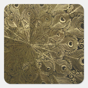 Peacock-metalen lade vierkante sticker