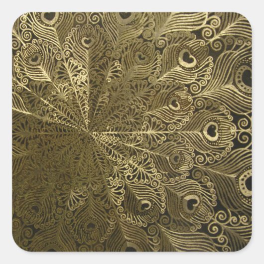 Peacock-metalen lade vierkante sticker (Voorkant)