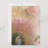 Peacock Modern Arch Peony Flowers Baby shower Kaart (Achterkant)