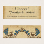 Peacock Monogram Bruiloft Drink Tickets Mini Visitekaartjes (Voorkant /achterkant)
