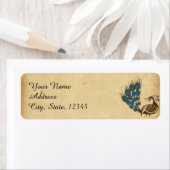 Peacock Monogram Bruiloft Label (Insitu)