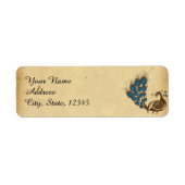 Peacock Monogram Bruiloft Label (Voorkant)