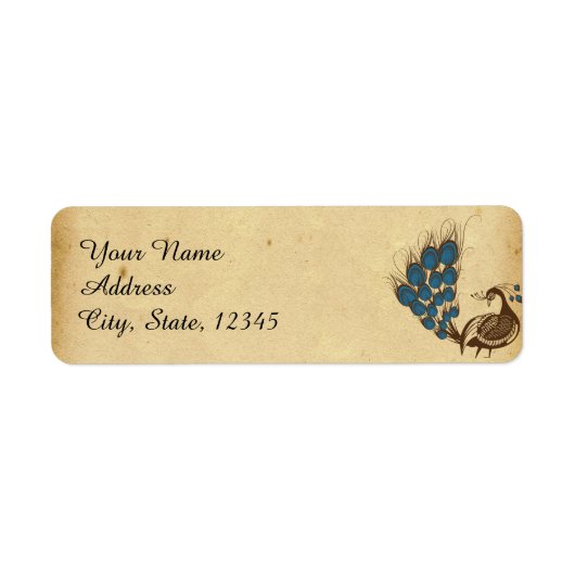 Peacock Monogram Bruiloft Label (Voorkant)