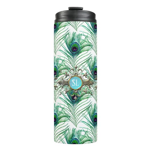 Peacock Monogram Edelsteen Thermosbeker (Voorkant)
