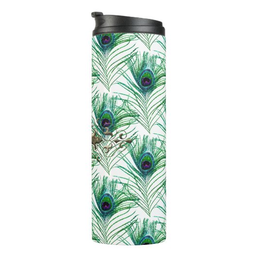 Peacock Monogram Edelsteen Thermosbeker (Geroteerd rechts)