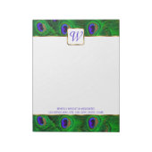 Peacock Monogram Gepersonaliseerd Notitieblok (Linkerzijde)