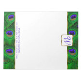 Peacock Monogram Gepersonaliseerd Notitieblok (Voorkant)
