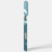 Peacock Monogram Modern Flower Blauwgroen Case-Mate iPhone Case (Achterkant / Rechts)