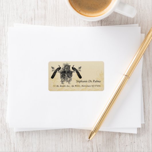 Peacock Monogram RSVP Return Adres Label (Insitu)