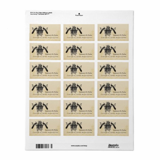 Peacock Monogram RSVP Return Adres Label (Full Sheet)