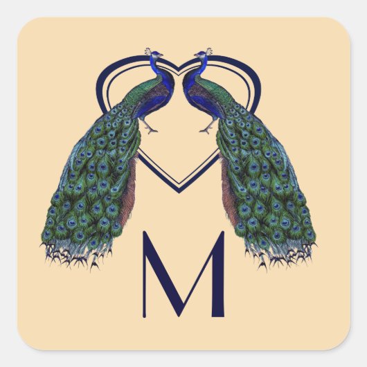  Peacock Monogram Stickers (Voorkant)