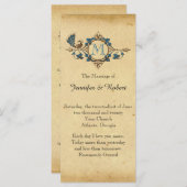  Peacock Monogram Trouwprogramma Programmakaart (Voorkant / Achterkant)