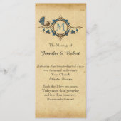  Peacock Monogram Trouwprogramma Programmakaart (Voorkant)