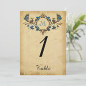 Peacock Monogram Trouwtafel Nummer Kaart (Staand voorkant)