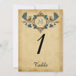 Peacock Monogram Trouwtafel Nummer Kaart