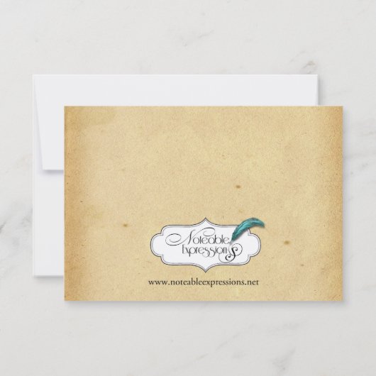  Peacock Monogram Weddenschap Rehearsal Kaart (Achterkant)