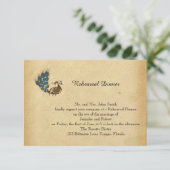 Peacock Monogram Weddenschap Rehearsal Kaart (Staand voorkant)